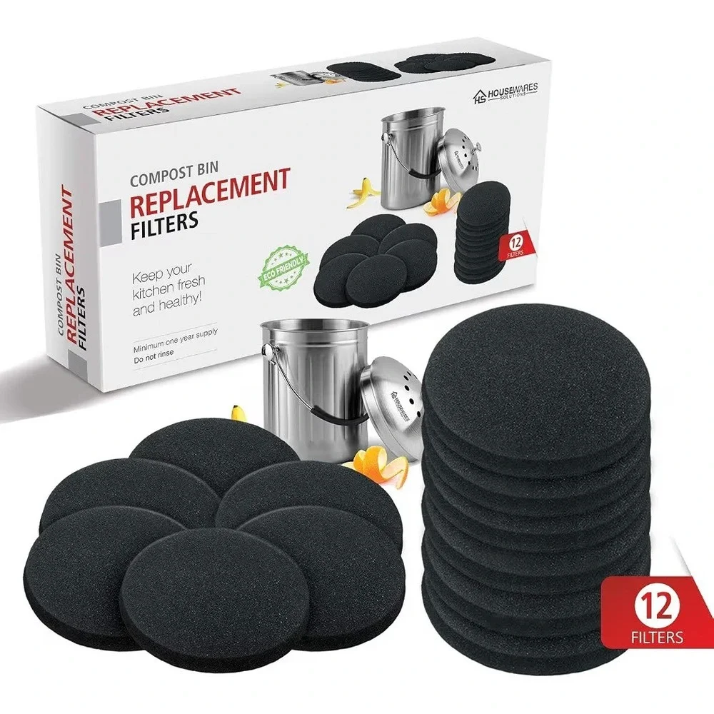 12 Pieces Counter Top Activated Carbon Compost Bin Filters - Extra Thick Indo...